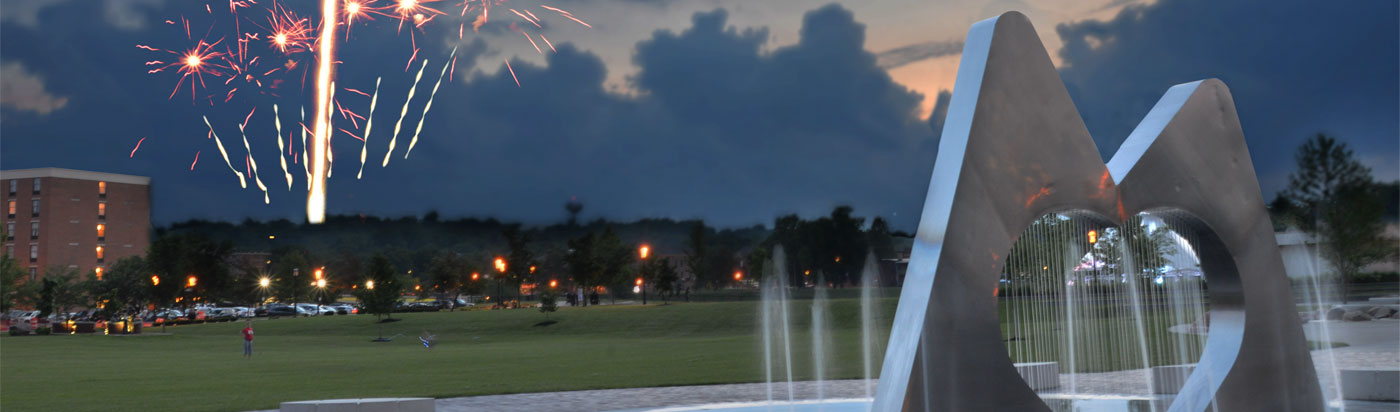 Water feature sculpture and fireworks in Butler County, OH